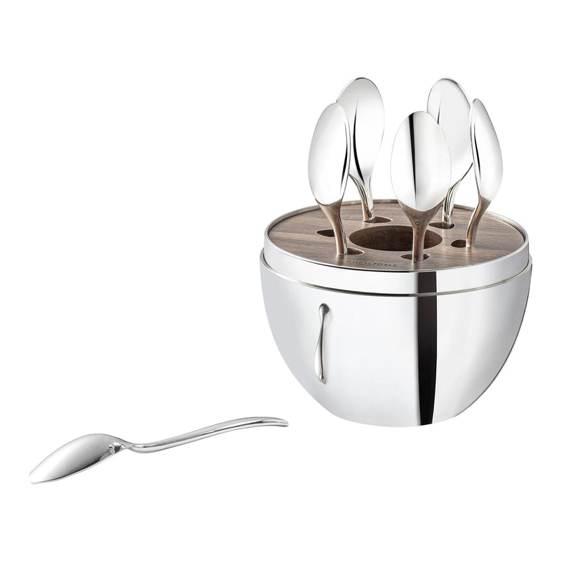 Christofle Mood Coffee 6 Silver Piece Set, Silver Plated Cutlery Set with Chest
