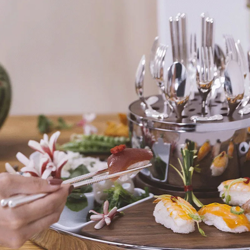 Christofle Mood Asia 24 Silver Piece Set, Silver Plated Cutlery Set with Chest