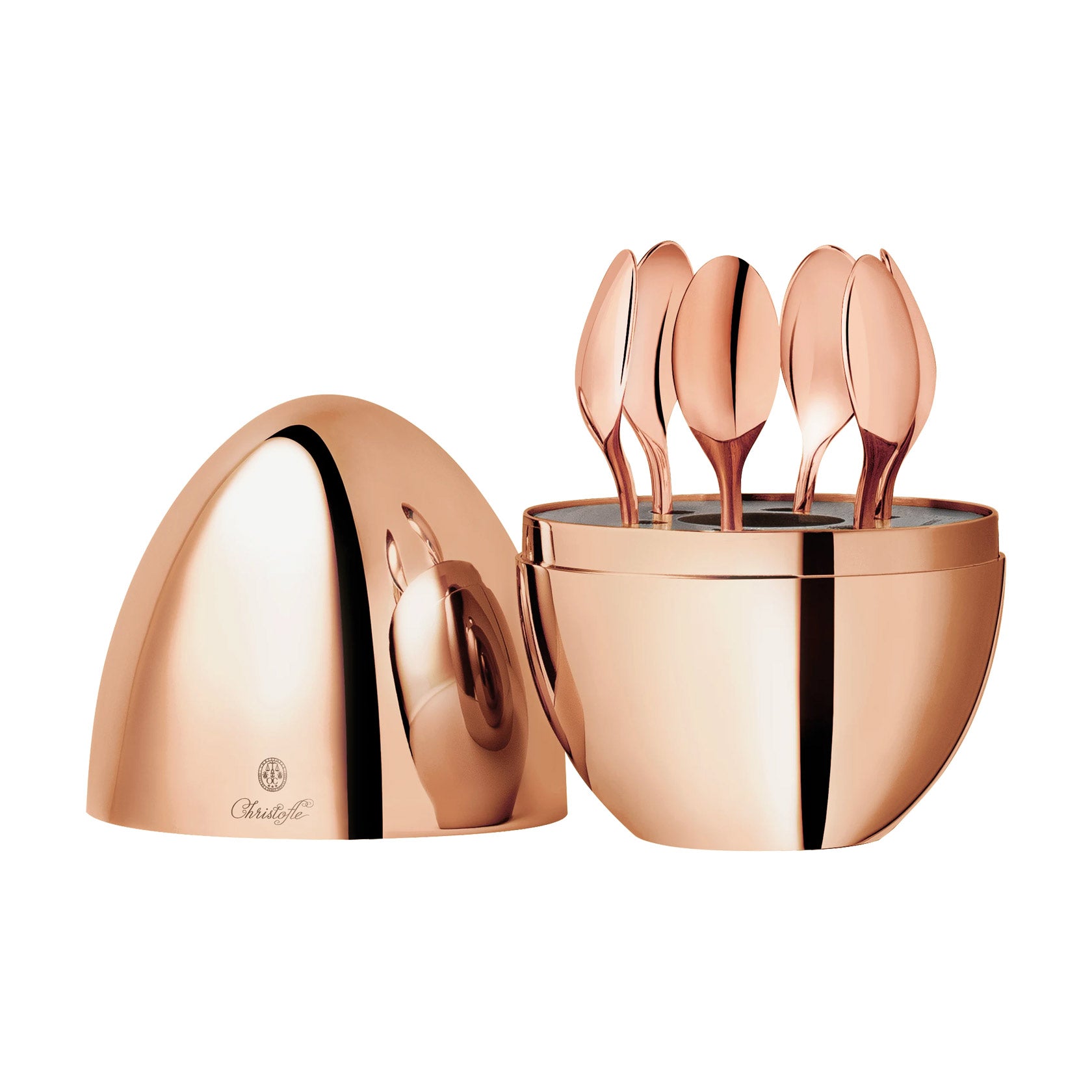 6本セット ローズゴールド Christofle Mood coffee「 Christofle Mood Coffee 6 Rose Gold Piece Set, Silver Plated