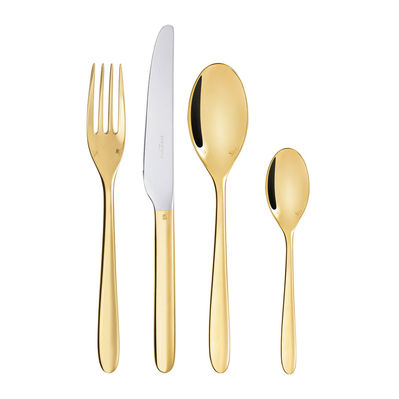 Christofle Mood 24 Piece Gold Set, Silver Plated Cutlery Set with Chest