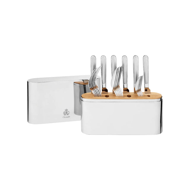 Christofle Concorde 24 Piece Set, Stainless Steel Cutlery Set with Chest