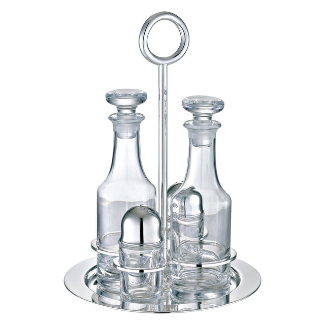 Christofle Vertigo, Silver Plated Oil and Vinegar Cruet Set with Stand