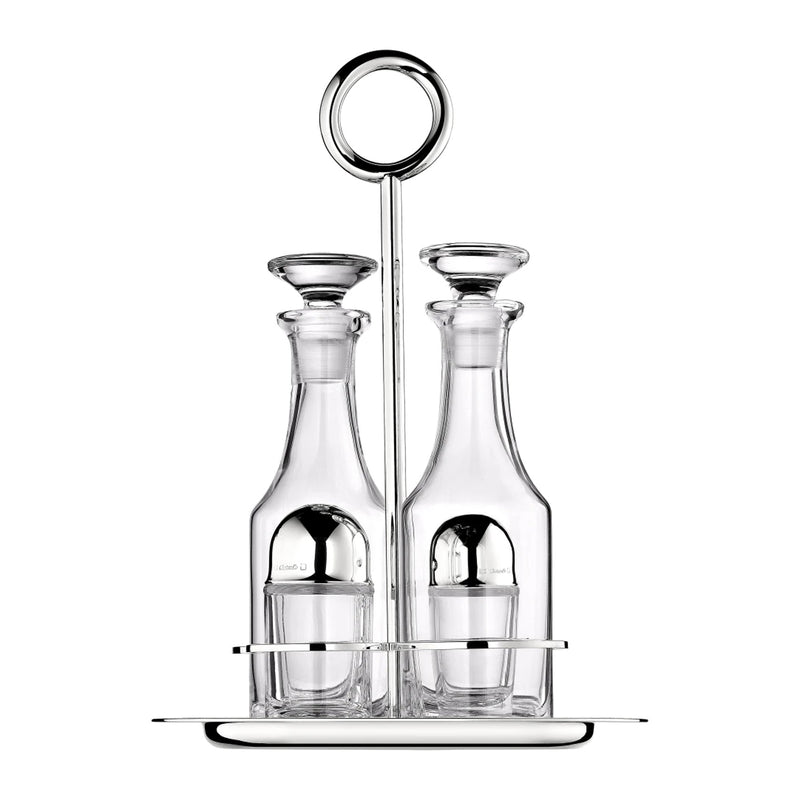 Christofle Vertigo, Silver Plated Oil and Vinegar Cruet Set with Stand