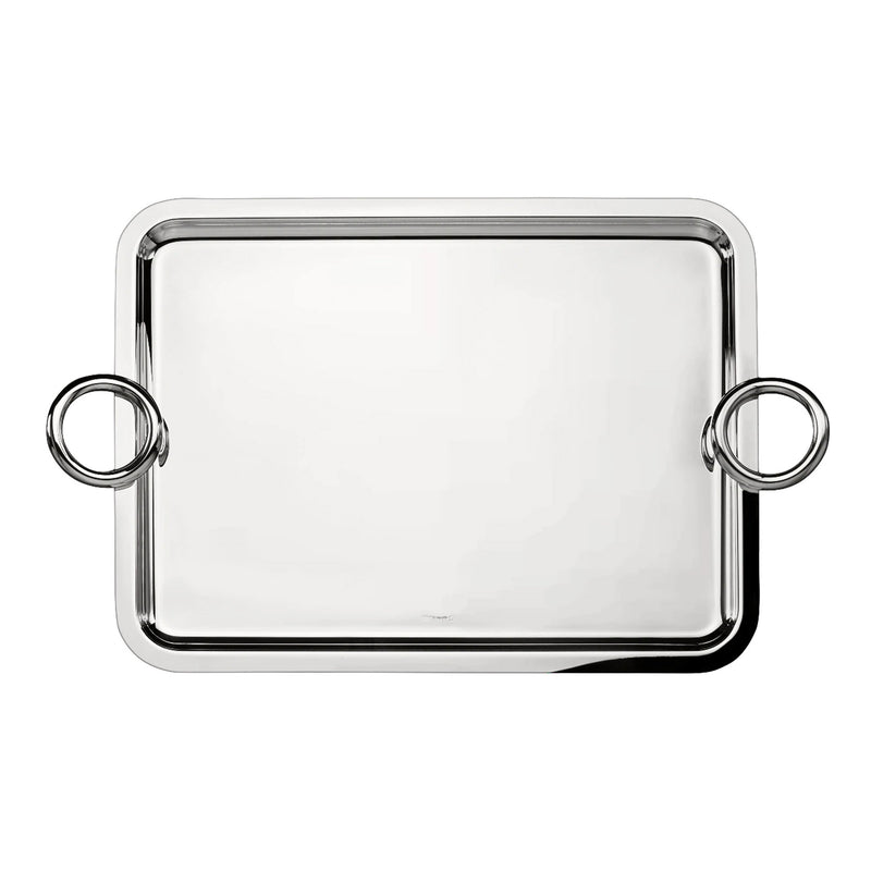 Christofle Vertigo, Silver Plated Rectangular Large Tray with two handles, 43 cm x 31 cm