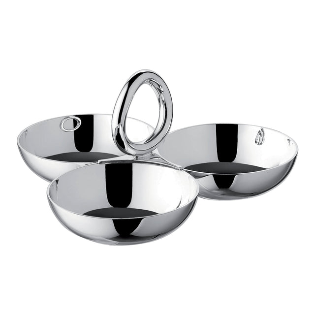 Christofle Vertigo, Silver Plated 3-Bowl Snack Dish, Small