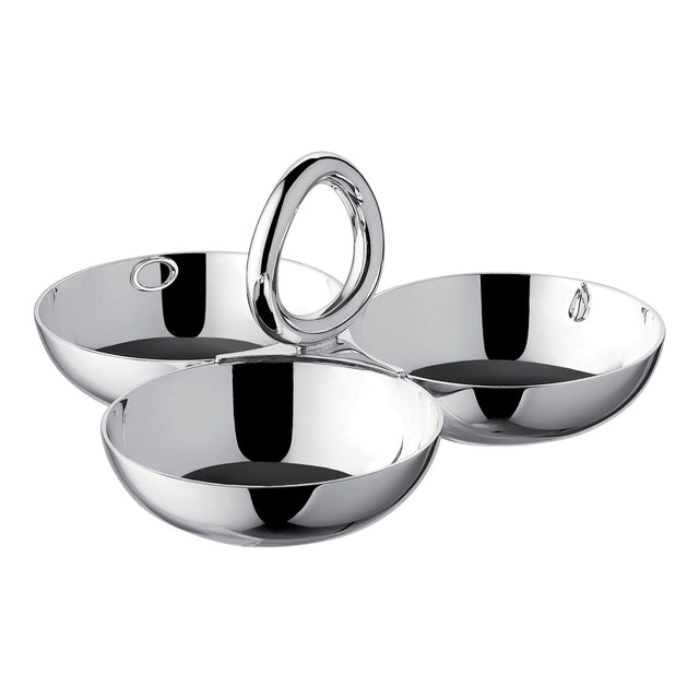 Christofle Vertigo, Silver Plated 3-Bowl Snack Dish, Large