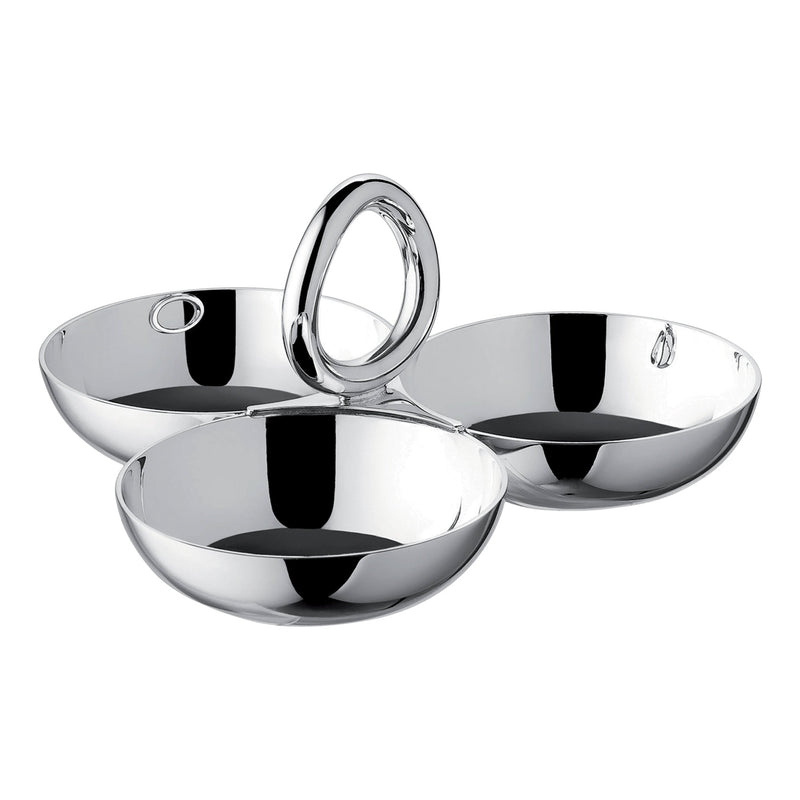 Christofle Vertigo, Silver Plated 3-Bowl Snack Dish, Large