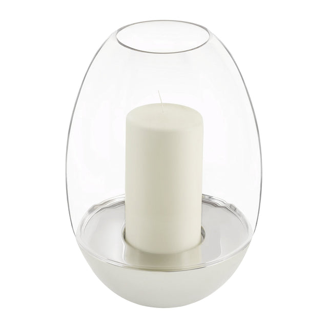 Christofle Mood Large Hurricane Candle in Stainless Steel and Crystal