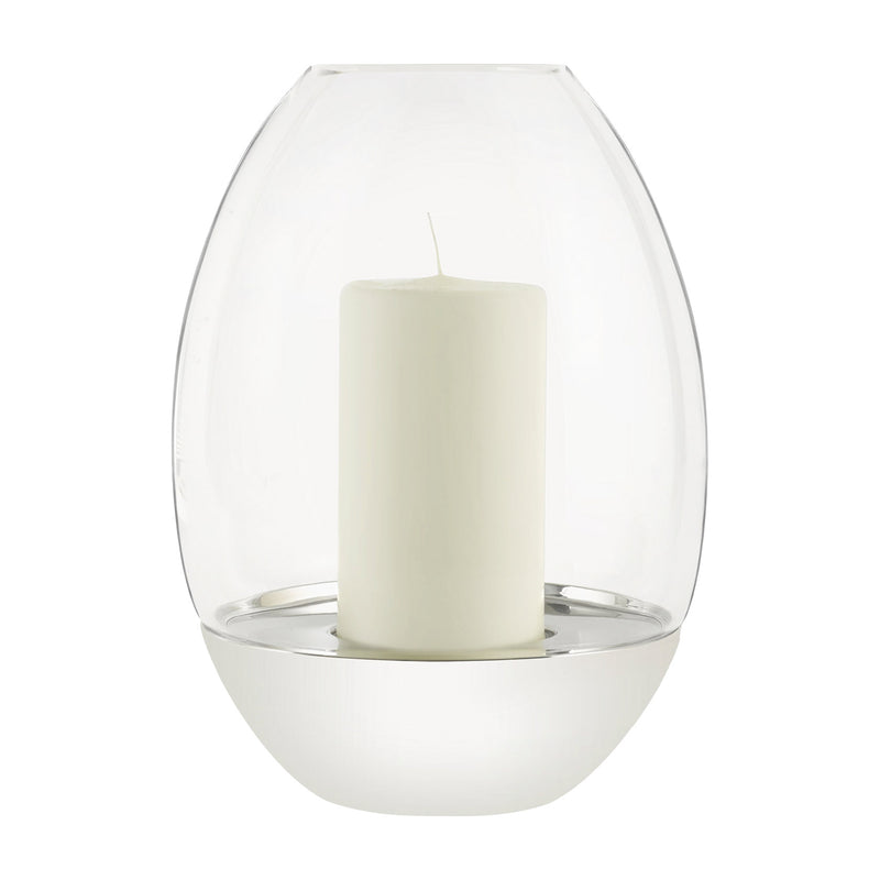 Christofle Mood Large Hurricane Candle in Stainless Steel and Crystal