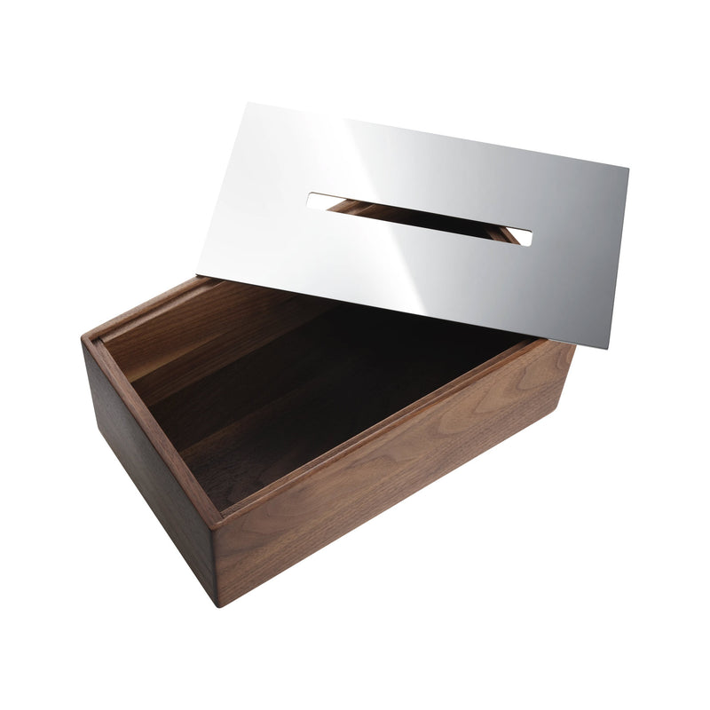 Christofle Uni, Walnut and Steel Tissue Box
