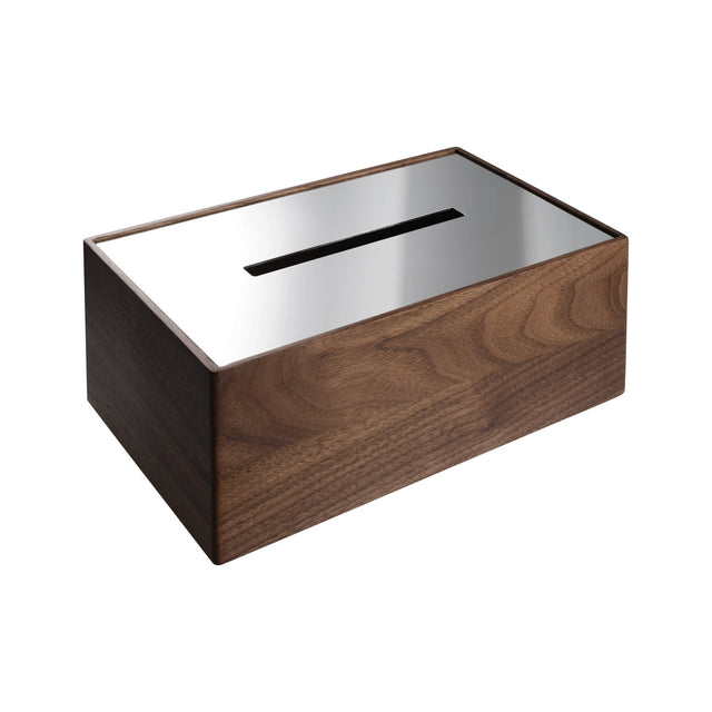 Christofle Uni, Walnut and Steel Tissue Box