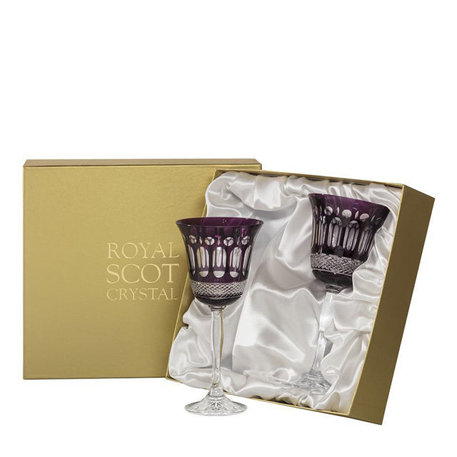 Royal Scot Crystal Belgravia 2 Mulberry Large Crystal Wine Glasses, 210mm (Presentation Boxed)