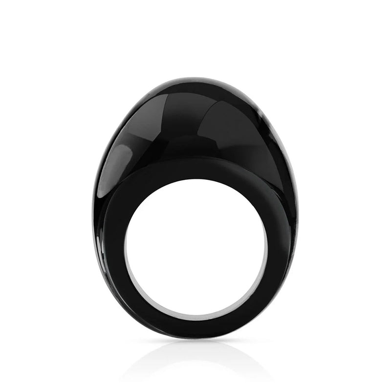 Lalique Cabochon Black Ring, Size 53