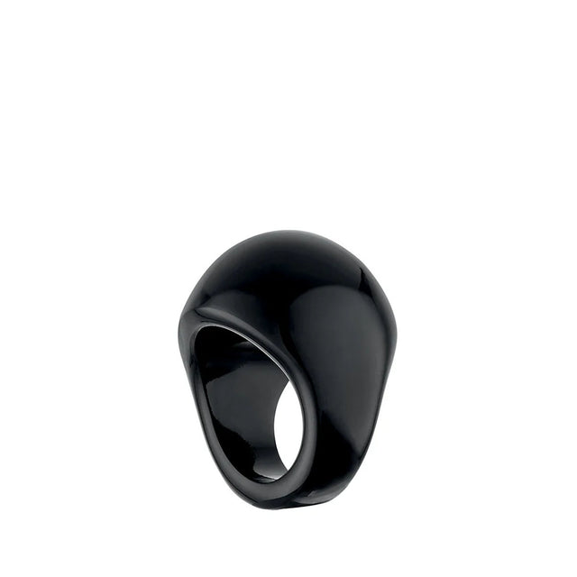Lalique Cabochon Black Ring, Size 53