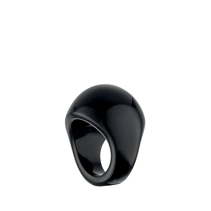 Lalique Cabochon Black Ring, Size 53