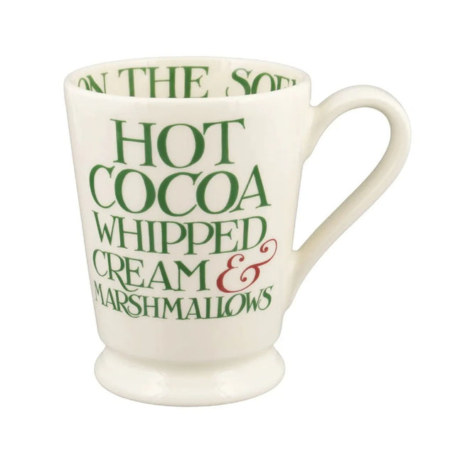 Emma Bridgewater cocoa mug with handle, 'HOT COCOA WHIPPED CREAM & MARSHMALLOWS' text