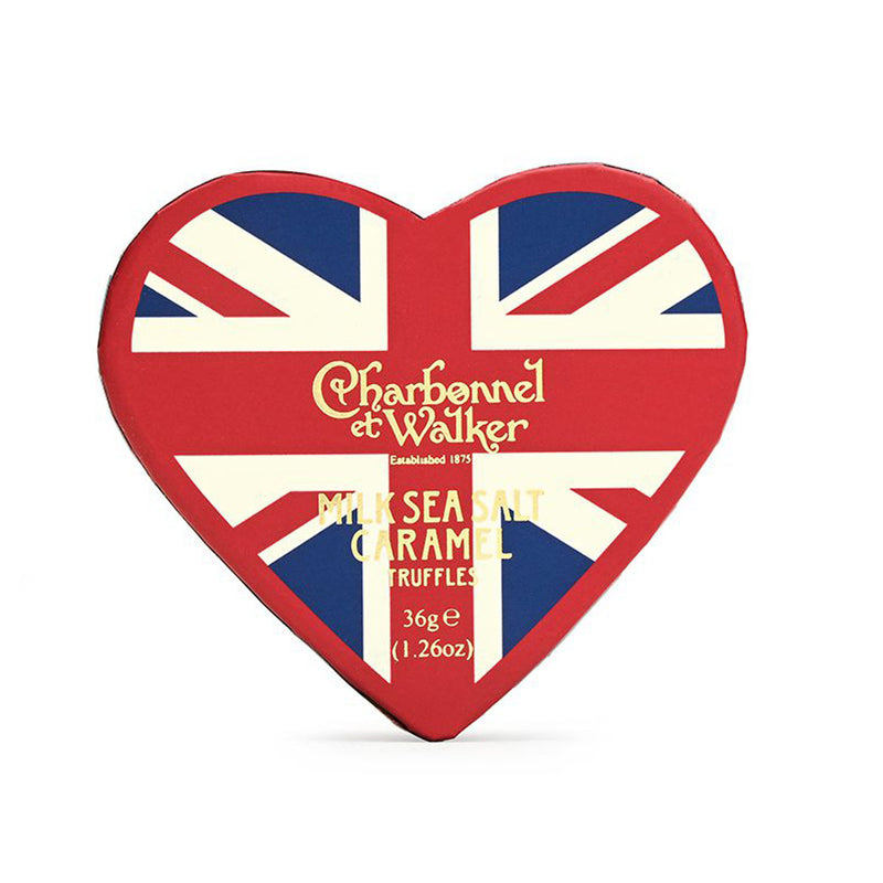 Charbonnel et Walker Union Jack Milk Sea Salt Caramel Chocolate Truffles, Mini Heart