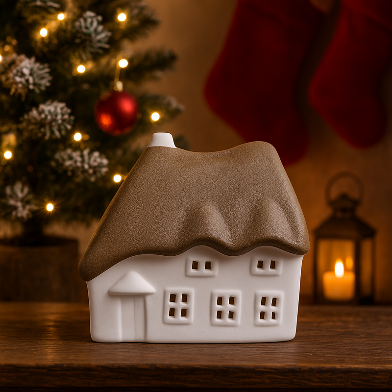 Glow by Welino Brown Thatched Cottage Candleholder, Large