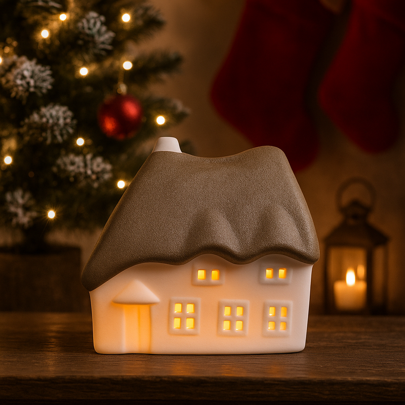 Glow by Welino Brown Thatched Cottage Candleholder, Large