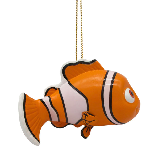Clownfish Nemo hanging Christmas ornament, orange with black stripes and white belly