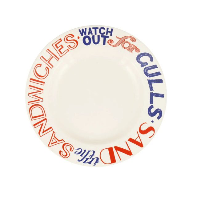 Emma Bridgewater Red & Blue Toast Medium Dinner Plate, 8.5 Inch