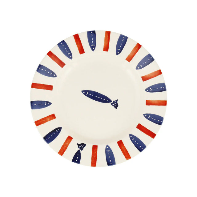 Emma Bridgewater Seafood Stripe Medium Dinner Plate, 8.5 Inch