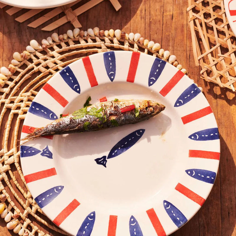 Emma Bridgewater Seafood Stripe Medium Dinner Plate, 8.5 Inch