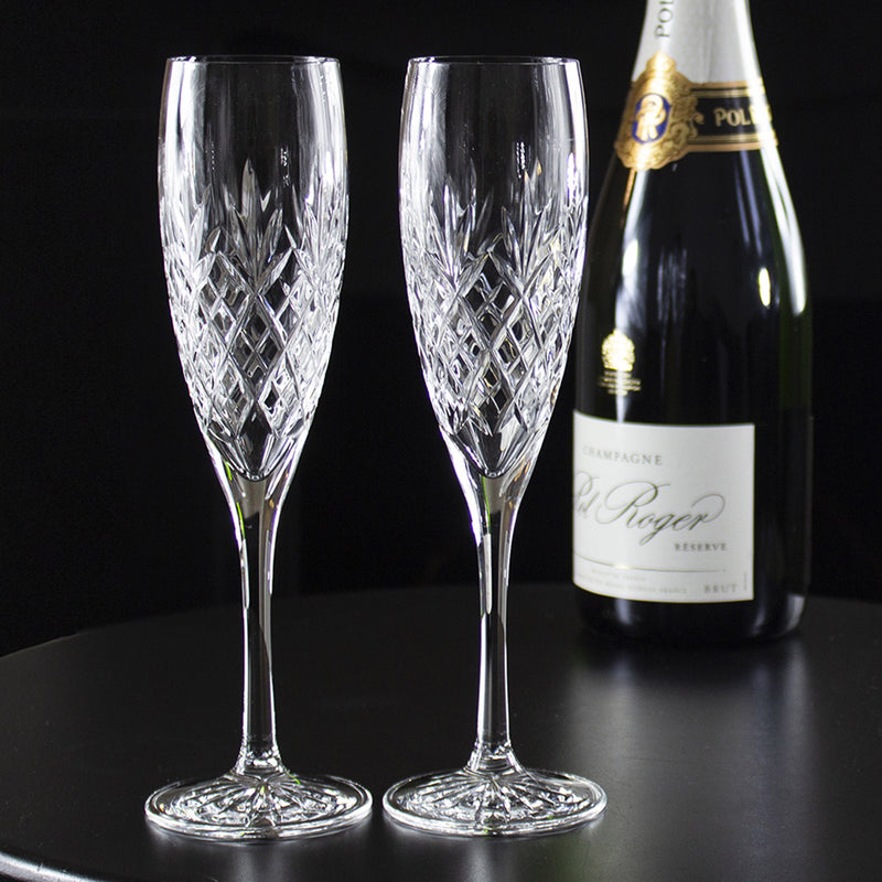 Royal Scot Crystal Edinburgh 6 Champagne Flutes