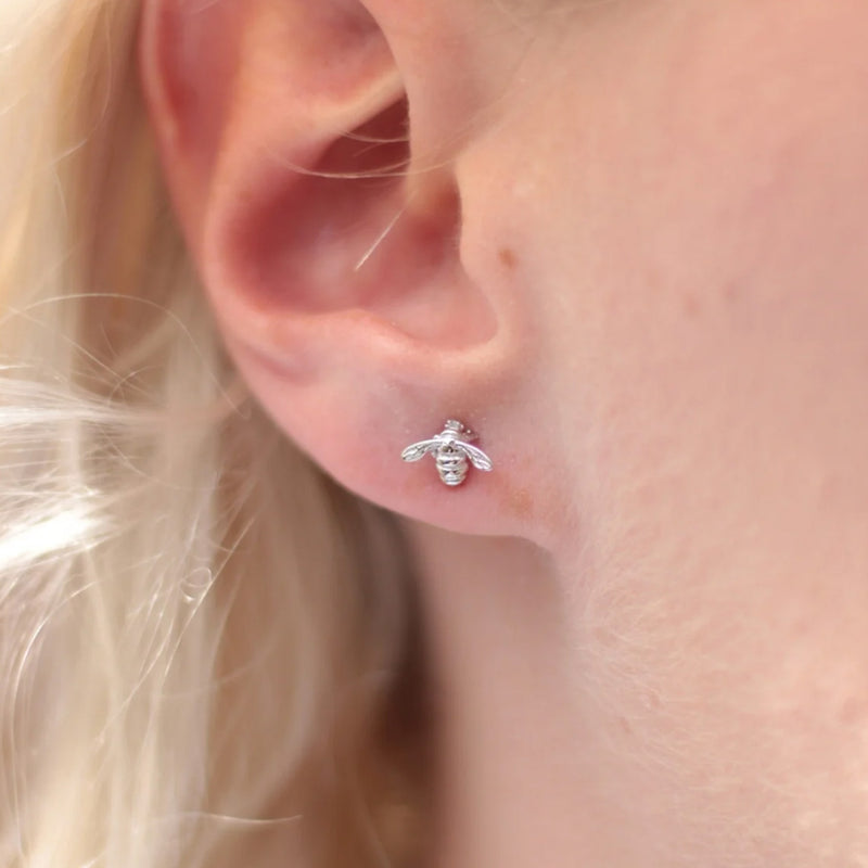 Bill Skinner Bumble Bee Stud Mini Earring, Silver