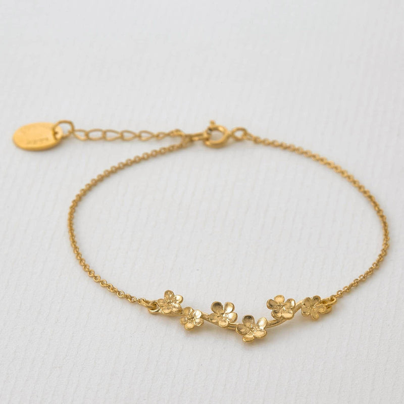 Alex Monroe Forget Me Not Bracelet, Gold Plated