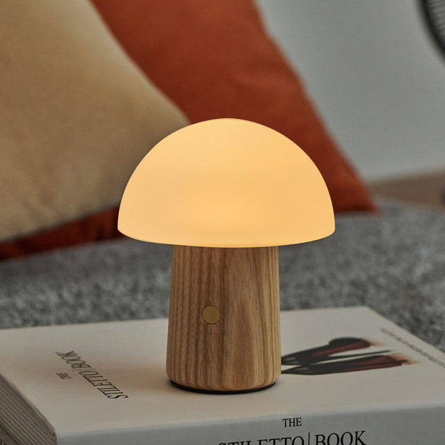Gingko Alice Mushroom Lamp, Mini, White Ash Wood