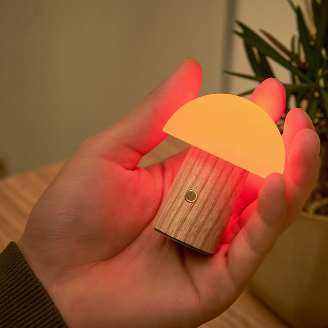 Gingko Alice Mushroom Lamp, Super Mini, White Ash