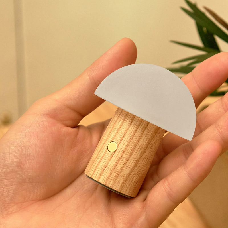 Gingko Alice Mushroom Lamp, Super Mini, White Ash