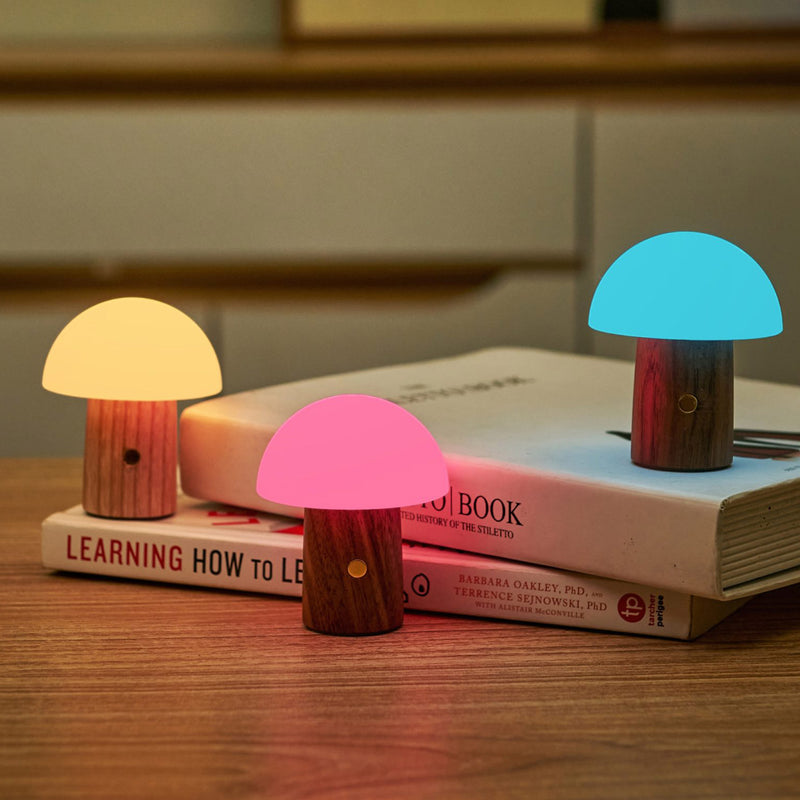 Gingko Alice Mushroom Lamp, Super Mini, Walnut
