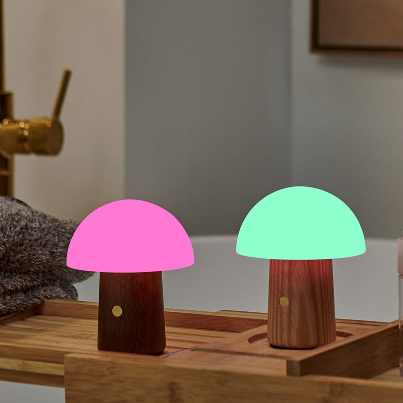Gingko Alice Mushroom Lamp, Mini, Natural Walnut Wood