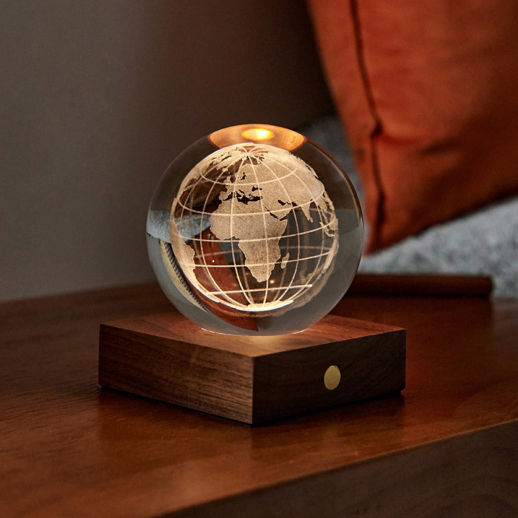 Gingko Design Amber Crystal Light, World Globe – David