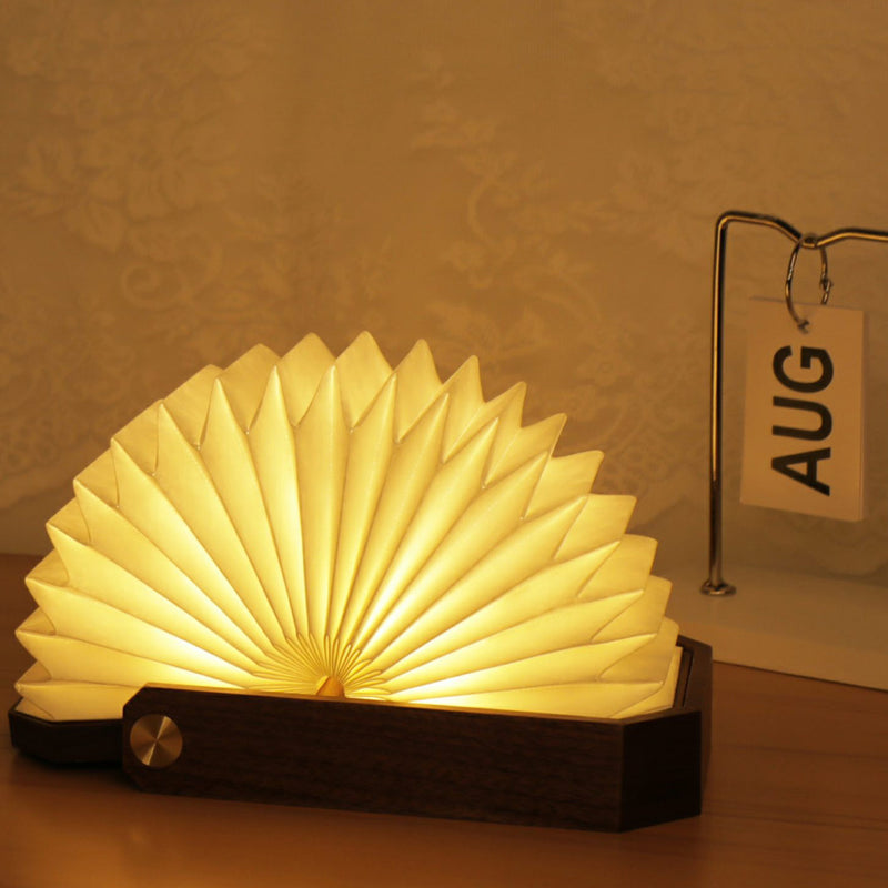 Gingko Smart Origami Lamp, Natural Walnut Wood