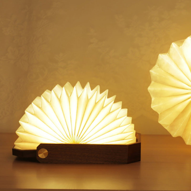 Gingko Smart Origami Lamp, Natural Walnut Wood