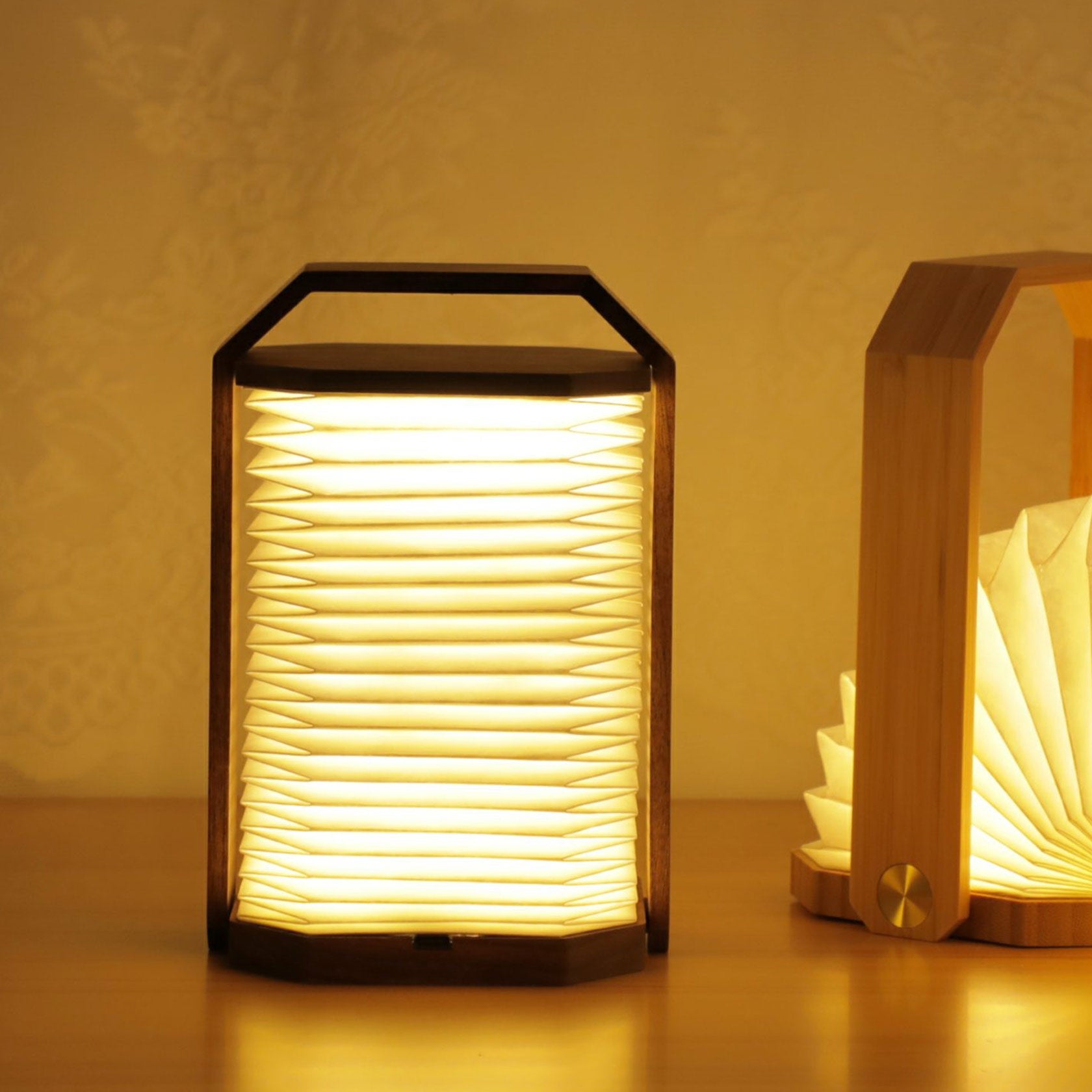 Gingko Smart Origami Lamp, Natural Walnut Wood – David Shuttle Ltd