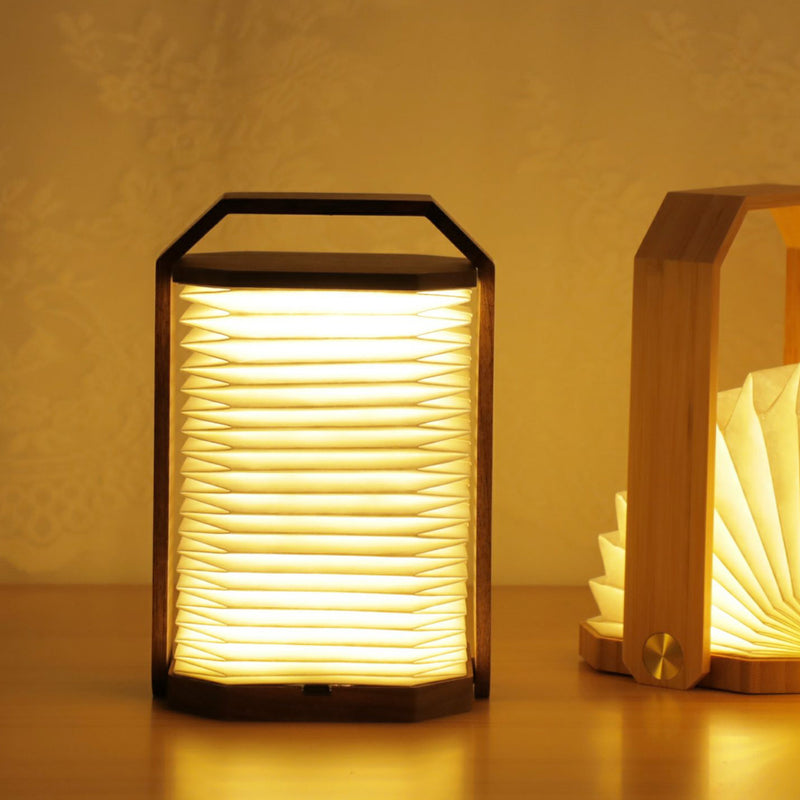 Gingko Smart Origami Lamp, Natural Walnut Wood