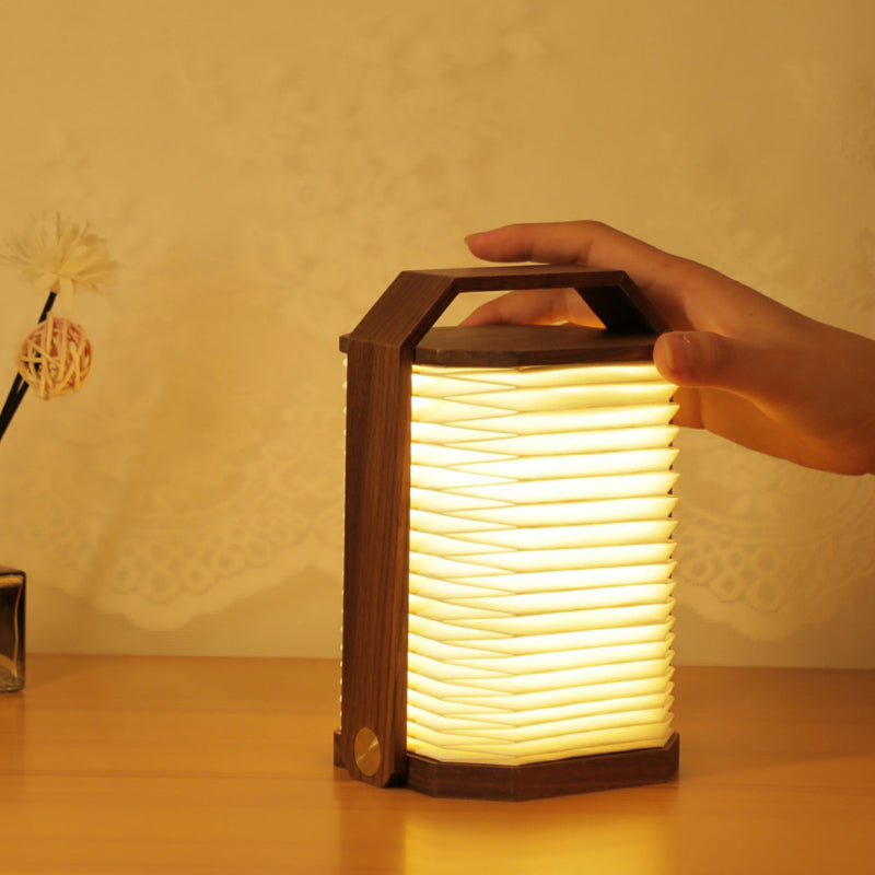 Gingko Smart Origami Lamp, Natural Walnut Wood