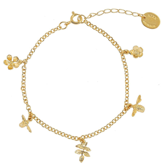 Alex Monroe Garden Gathering Charm Bracelet, Gold Plated