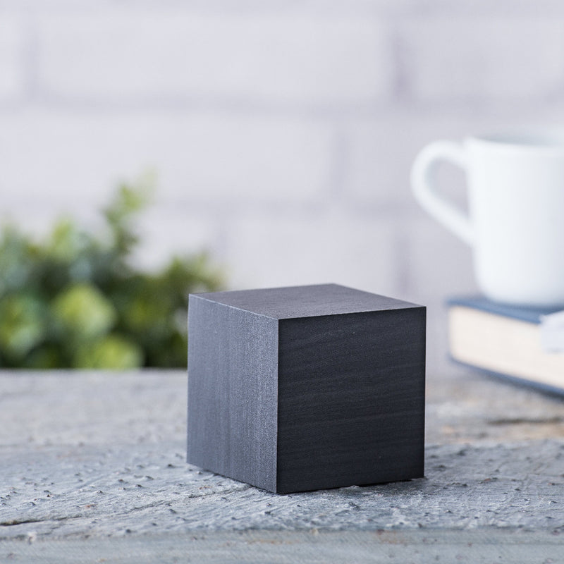 Gingko Wooden Cube Click Clock, Black / White LED