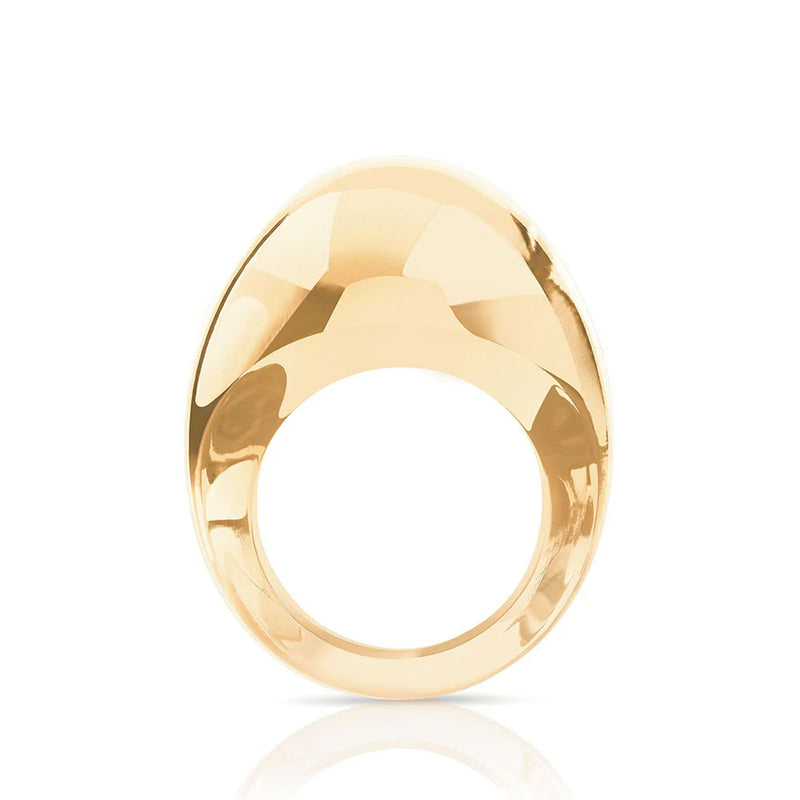 Lalique Cabochon Gold Luster Ring, Size 55