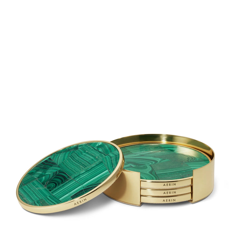 Aerin Lucas Mosaic Coasters, Malachite, Set of 4