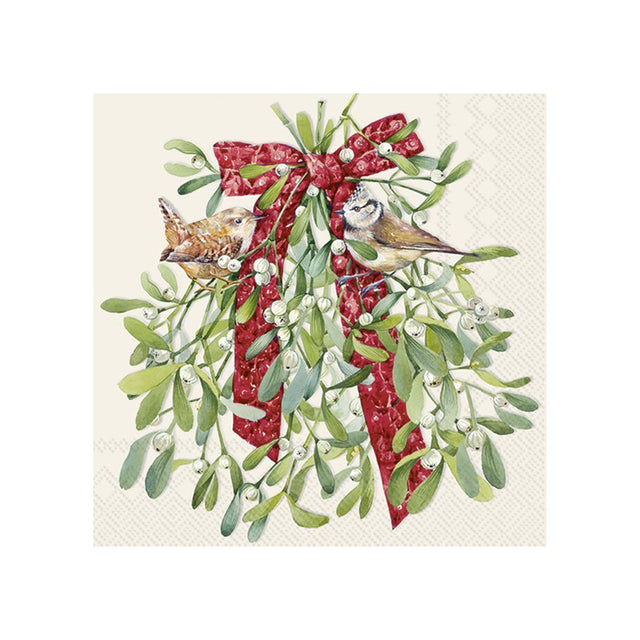 Ideal Home Range Birds In Mistletoe Cream Lunch Napkins