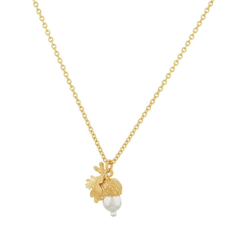 Alex Monroe Acorn Necklace, Gold Plated with Silver Detail