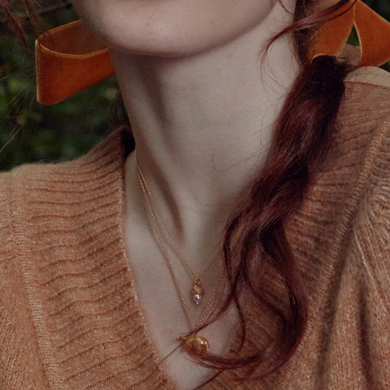 Alex Monroe Acorn Necklace, Gold Plated with Silver Detail