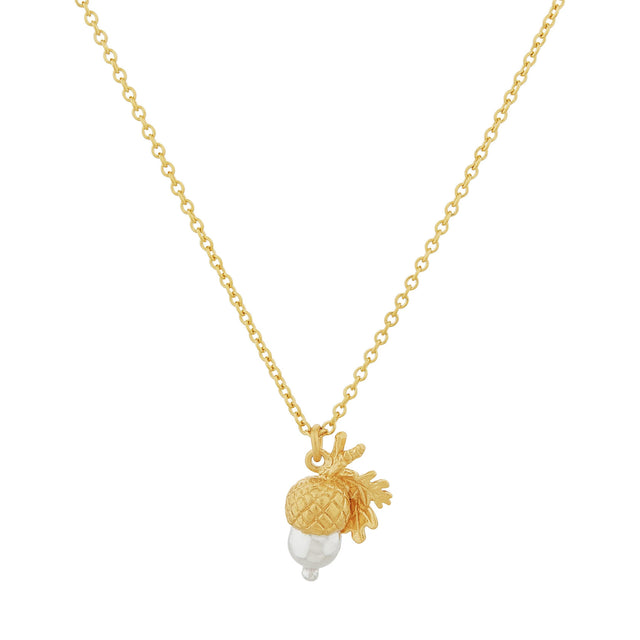 Alex Monroe Acorn Necklace, Gold Plated with Silver Detail