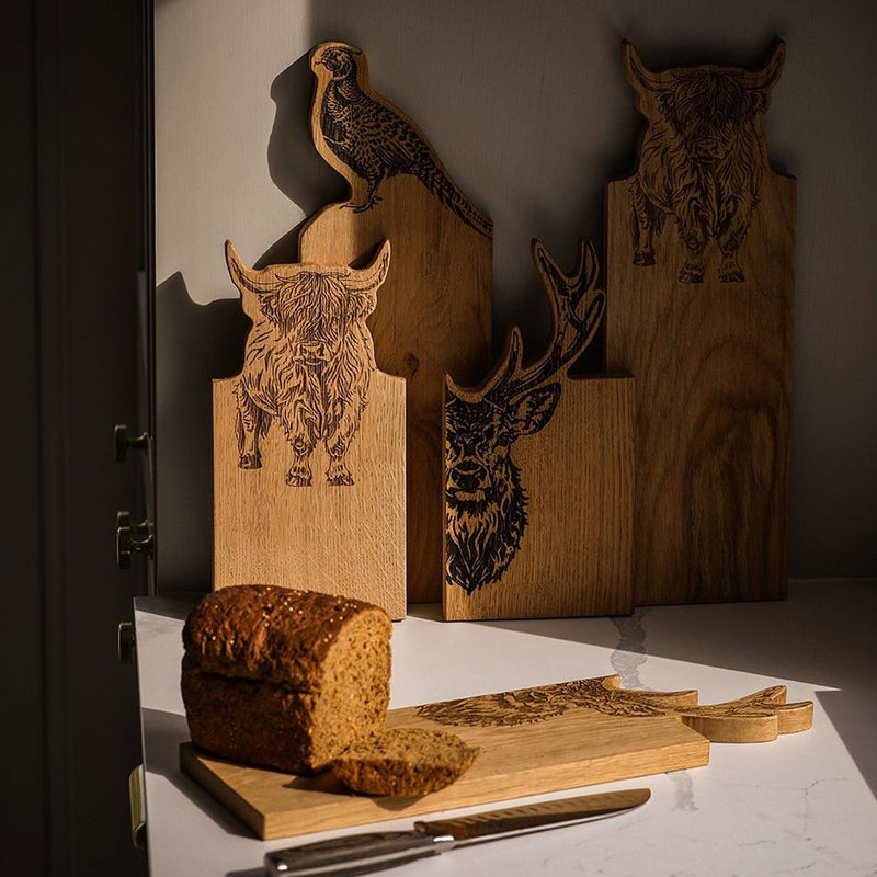 Selbrae House Framed Oak Serving Board, Small, Highland Cow